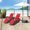 Set of 2 Folding Garden Sun Loungers with Reclining Backrest and Head Pillow Red AOSOM