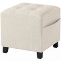 Storage Footstool with Side Pocket for Small Spaces and Extra Comfort