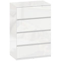 Modern 4 Drawer Bedroom Chest of Drawers With High Gloss Finish For Storage, White AOSOM