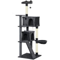 Large 180cm Cat Tree Tower with Hammock and Scratching Posts for Indoor Play Dark Grey AOSOM