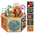 8 in 1 Wooden Activity Cube with Bead Maze and Shape Sorter for Toddlers 18 Months+ Natural AOSOM