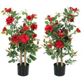 Artificial Rose Tree Set of 2 for Lasting Indoor or Outdoor Colour 90 cm Red AOSOM