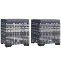 Set of 2 Rattan Storage Ottomans with Cushions for Garden Balcony and Living Room Dark Grey by Outsunny