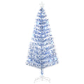 6ft white and blue fibre optic Christmas tree on a white metal base