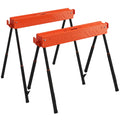 Adjustable Folding Sawhorse Pair for Stable DIY and Woodworking Support Orange Black