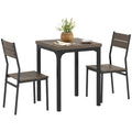 Three Piece Compact Dining Set with Grey Wood Grain Finish by HOMCOM