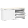 White Shoe Storage Bench with Cushion Seat Holds 10 Pairs by HOMCOM