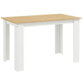 Dining Table for Small Spaces Seats 6 Easy Clean Wood Effect Oak White AOSOM