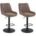 Set of 2 Retro Bar Stools with Adjustable Height and Footrest for Kitchen Island Brown