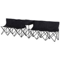 Folding 6 Seater Outdoor Bench With Cooler Bag For Easy Group Seating Black