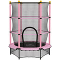 Kids 4.6ft Trampoline With Safety Enclosure For Indoor And Outdoor Play Pink AOSOM