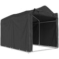 Black 1.6x2.2m garden storage tent with open front on a white background