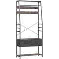 Coat Rack Hall Tree With Shoe Storage Bench and Drawers for Hallway or Entryway Grey