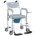 Shower Commode Chair with Lockable Wheels and Arms for Elderly or Disabled Use Grey AOSOM