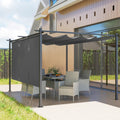 Grey 3 x 4m Metal Pergola with Retractable Canopy and UPF30+ Roller Shade by Outsunny