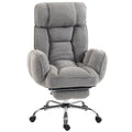Grey padded executive office chair with footrest on a white background