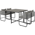 4 Seater Rattan Cube Garden Dining Set With Cushions and Wood Grain Table by Outsunny