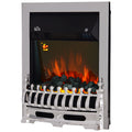 Electric Inset Fireplace with Adjustable Heat and Realistic Coal Effect Silver