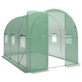 Walk In Polytunnel Greenhouse With Hinged Door And Mesh Windows For Garden Use Green Outsunny