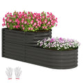 Two Tier Galvanised Steel Garden Planter Dark Grey by Outsunny