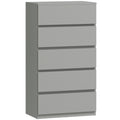 Chest of Drawers with 5 Spacious Drawers for Bedroom Storage Grey AOSOM