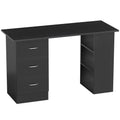 Computer Desk with Storage Shelves and Drawers for Home Office or Study Black AOSOM