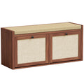 Hallway shoe storage bench with hidden rattan cabinets by Homcom