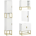 4 Piece White Bathroom Furniture Set With Tall Cabinet and Wall Mounted Storage by Kleankin AOSOM