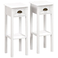 Slim Bedside Table Set with Drawer and Shelf for Small Spaces White Homcom