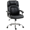 Ergonomic Big and Tall Office Chair With Spring Cushion Supports 180kg PU Leather Black AOSOM