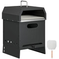 Outdoor Pizza Oven and Charcoal Grill for Stone Baked Pizza and Smoky Barbecue Black Outsunny