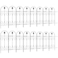 16 Piece Garden Picket Fence Panels Rustproof Metal Edging for Flower Beds, Black