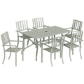 Garden Dining Set for 6 with Stacking Chairs and Weatherproof Steel Frame, Light Grey Outsunny