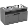 Raised Dog Feeder with Slow Feed Bowls and Storage Drawer for Large Dogs Grey