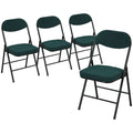 Set of Four Folding Corduroy Dining Chairs Ideal for Small Spaces and Extra Seating Blue