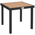 Square Garden Dining Table for 4 with Durable Aluminium Legs Ideal for Outdoors Natural Wood Outsunny