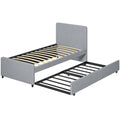 Pull Out Guest Bed Frame with Trundle for Small Spaces Upholstered Backrest
