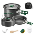 Camping Cookware Set for 2–3 People with Fast Heating and Compact Nesting Design Grey Army Green