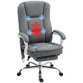Grey Fabric Executive Swivel Office Chair with Massage Heat Reclining Back and Footrest by HOMCOM