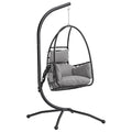Hanging Swing Chair with Deep Cushion and Foldable Basket for Indoor or Outdoor Relaxation Black Outsunny