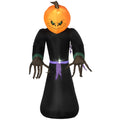 Homcom inflatable pumpkin reaper in a black robe with clawed hands, studio shot on white