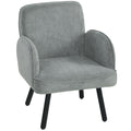 Velvet Armchair for Adults with Thick Cushion and Sturdy Frame for Living Room or Bedroom Grey Homcom