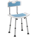 Height Adjustable Shower Chair with Backrest and Anti-Slip Feet by HOMCOM
