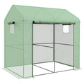 Walk In Garden Greenhouse With Roll Up Door And Mesh Windows For Plant Growth Green