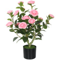 Artificial Camellia Plant 65 cm for Easy Indoor Decoration No Maintenance Pink Homcom