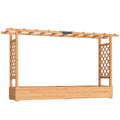 Wooden Raised Planter Box With Trellis and Drainage Ideal For Outdoor Garden Use Grey Outsunny