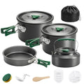 Camping Cookware Set for 4–5 People with Compact Nesting Design for Easy Group Cooking Grey Green