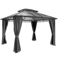 Garden Gazebo With Polycarbonate Hard Top Roof for All Weather Shelter and Privacy, Dark Grey Outsunny