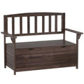 2 Seater Wooden Garden Storage Bench with Armrests - Durable Fir Wood Construction Outsunny