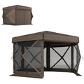 Brown 3m Hexagon Pop Up Gazebo with 5 Sides Waterproof UV Resistant by Outsunny